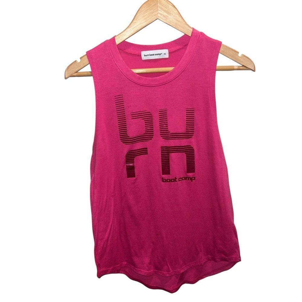 Burn Boot Camp Pink Sleeveless Workout Tank Women’s XS Athletic Graphic Gym Top